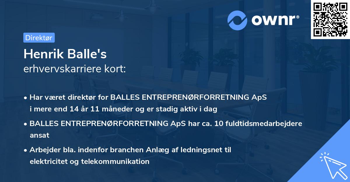 Henrik Balle's erhvervskarriere kort