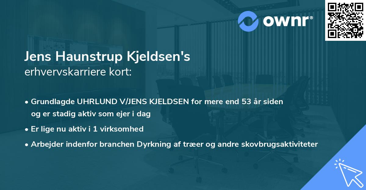 Jens Haunstrup Kjeldsen's erhvervskarriere kort