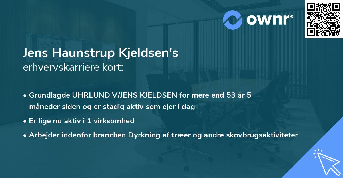Jens Haunstrup Kjeldsen's erhvervskarriere kort