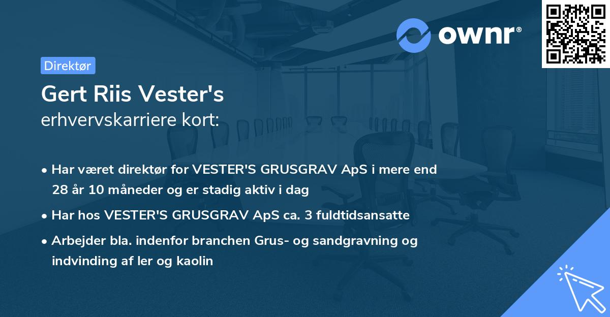 Gert Riis Vester's erhvervskarriere kort