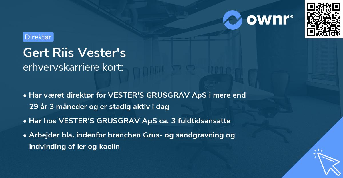 Gert Riis Vester's erhvervskarriere kort