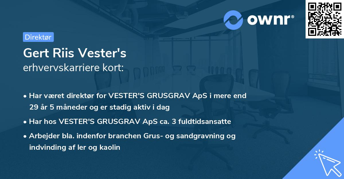 Gert Riis Vester's erhvervskarriere kort