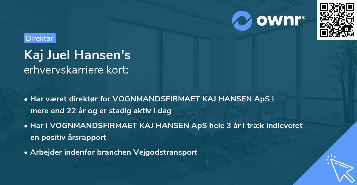 Kaj Juel Hansen's erhvervskarriere kort