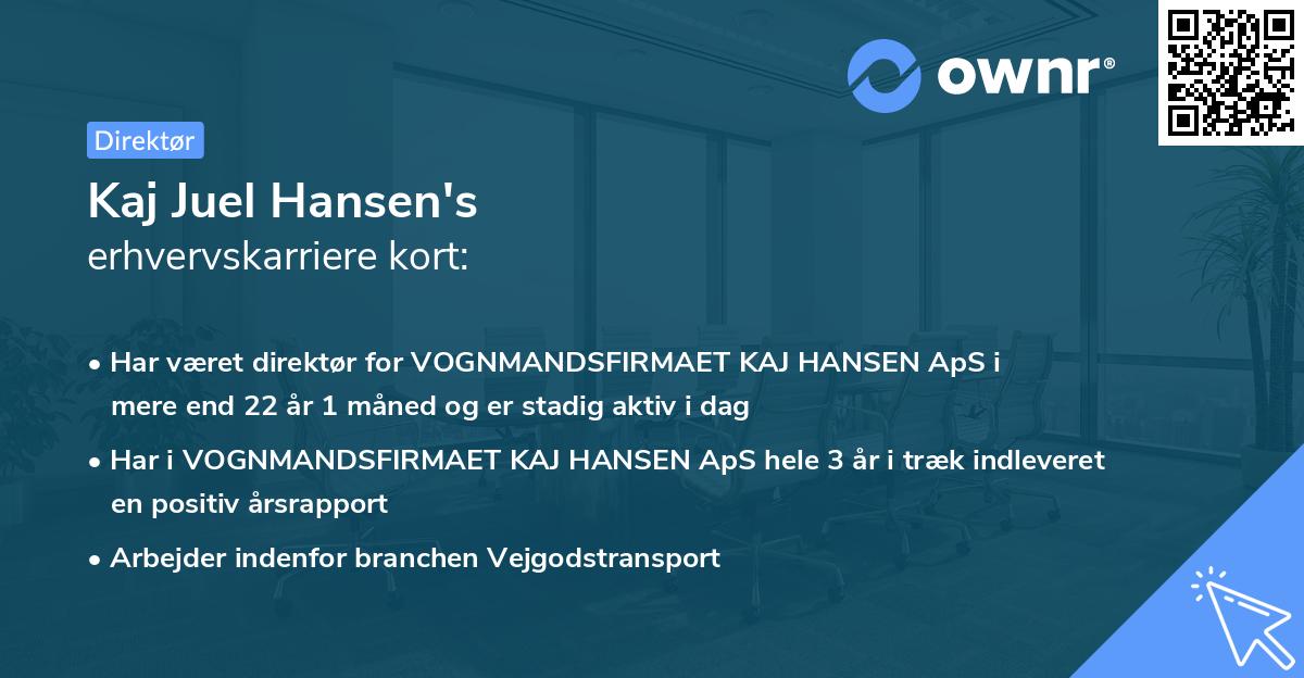 Kaj Juel Hansen's erhvervskarriere kort