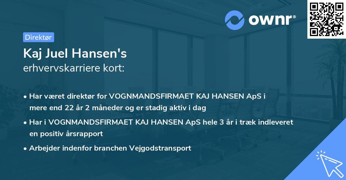 Kaj Juel Hansen's erhvervskarriere kort