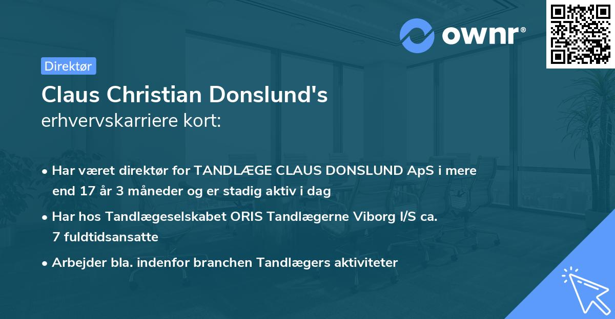 Claus Christian Donslund's erhvervskarriere kort