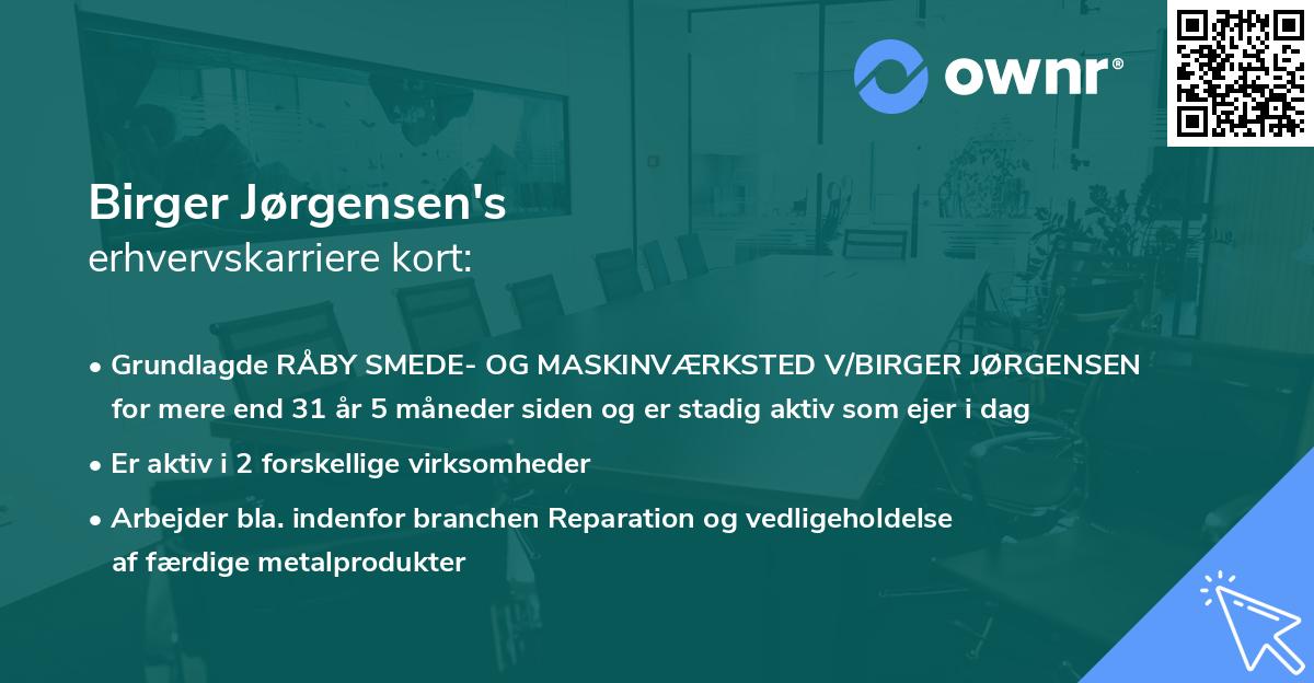 Birger Jørgensen's erhvervskarriere kort