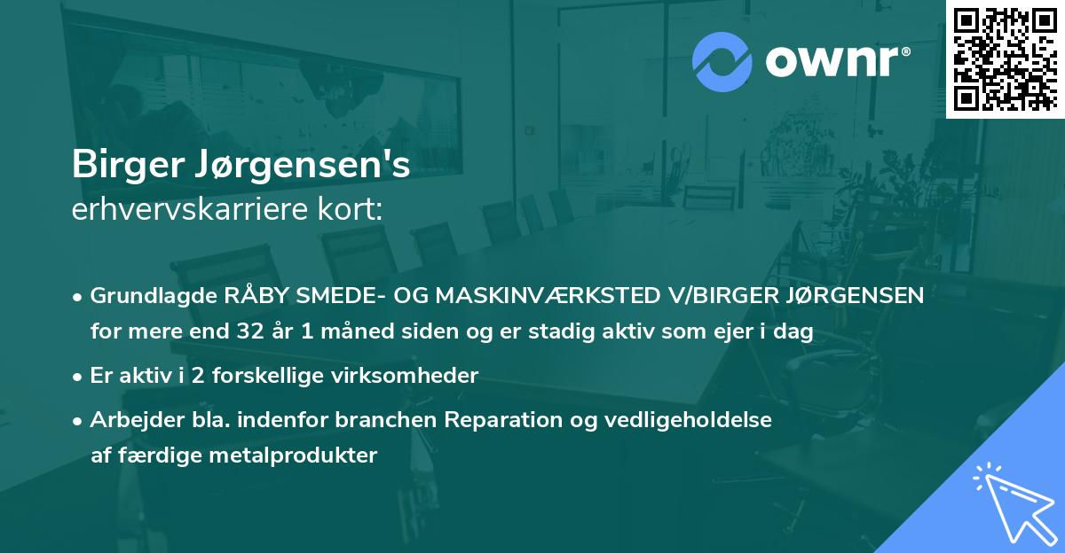 Birger Jørgensen's erhvervskarriere kort