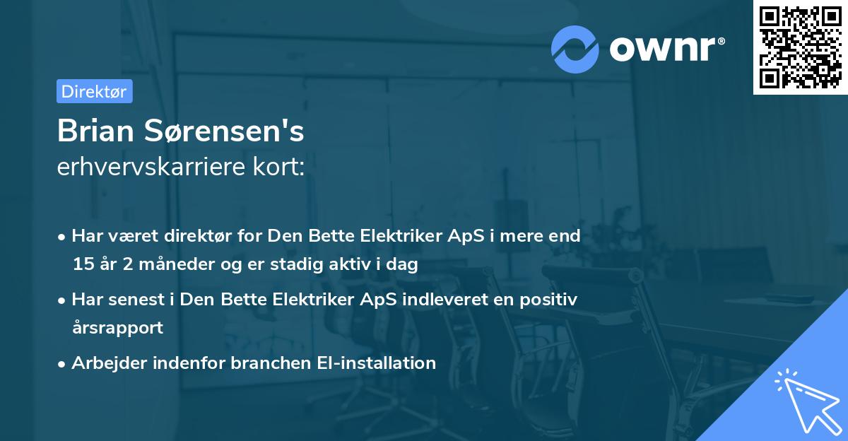 Brian Sørensen's erhvervskarriere kort