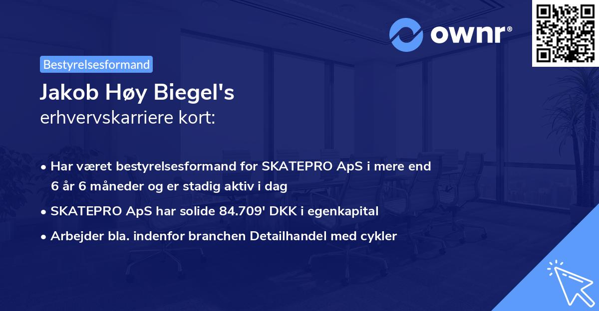 Jakob Høy Biegel's erhvervskarriere kort