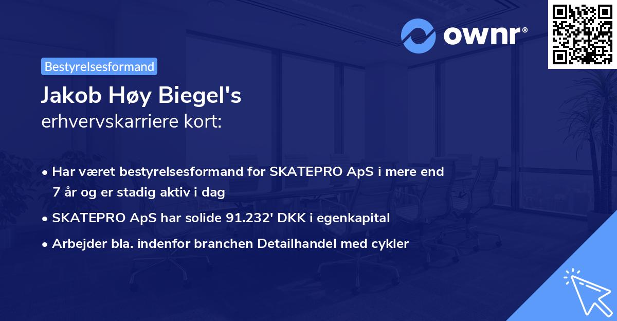 Jakob Høy Biegel's erhvervskarriere kort