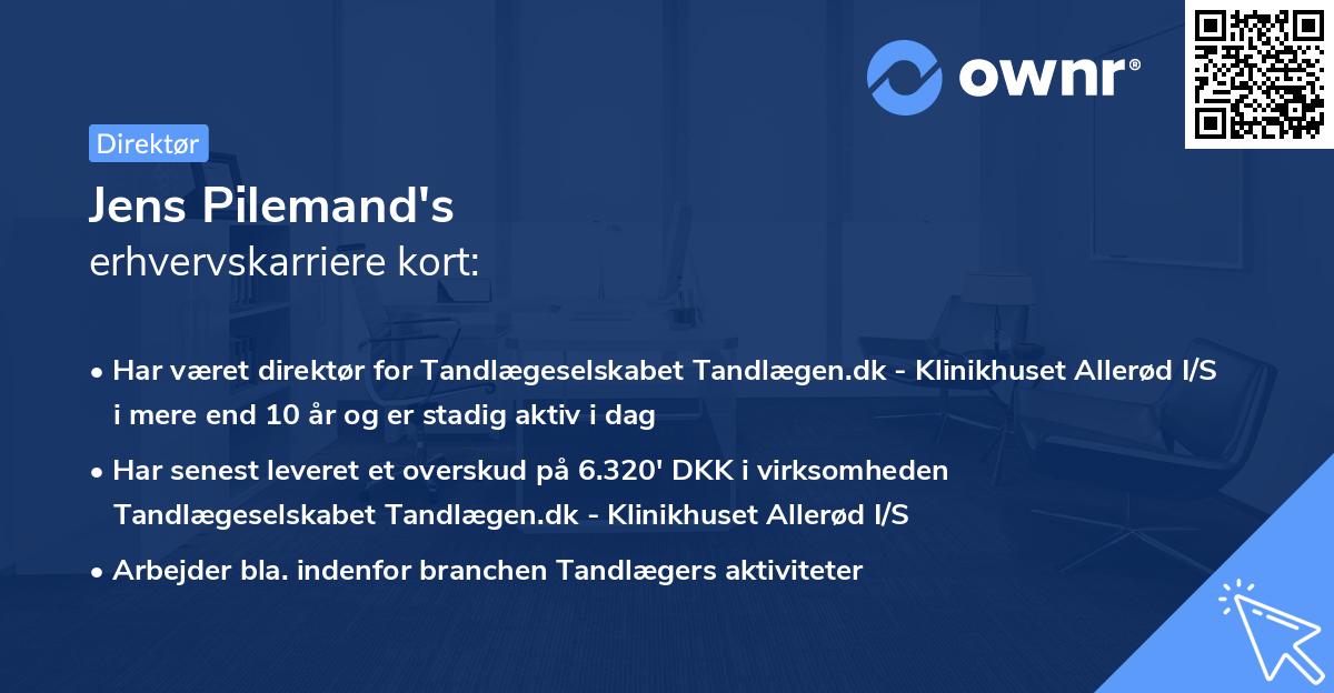 Jens Pilemand's erhvervskarriere kort