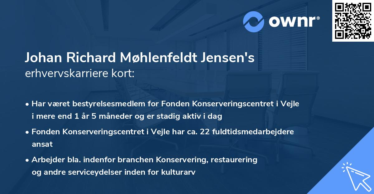 Johan Richard Møhlenfeldt Jensen's erhvervskarriere kort