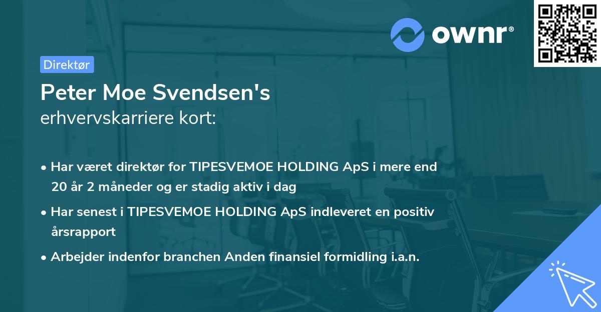 Peter Moe Svendsen's erhvervskarriere kort