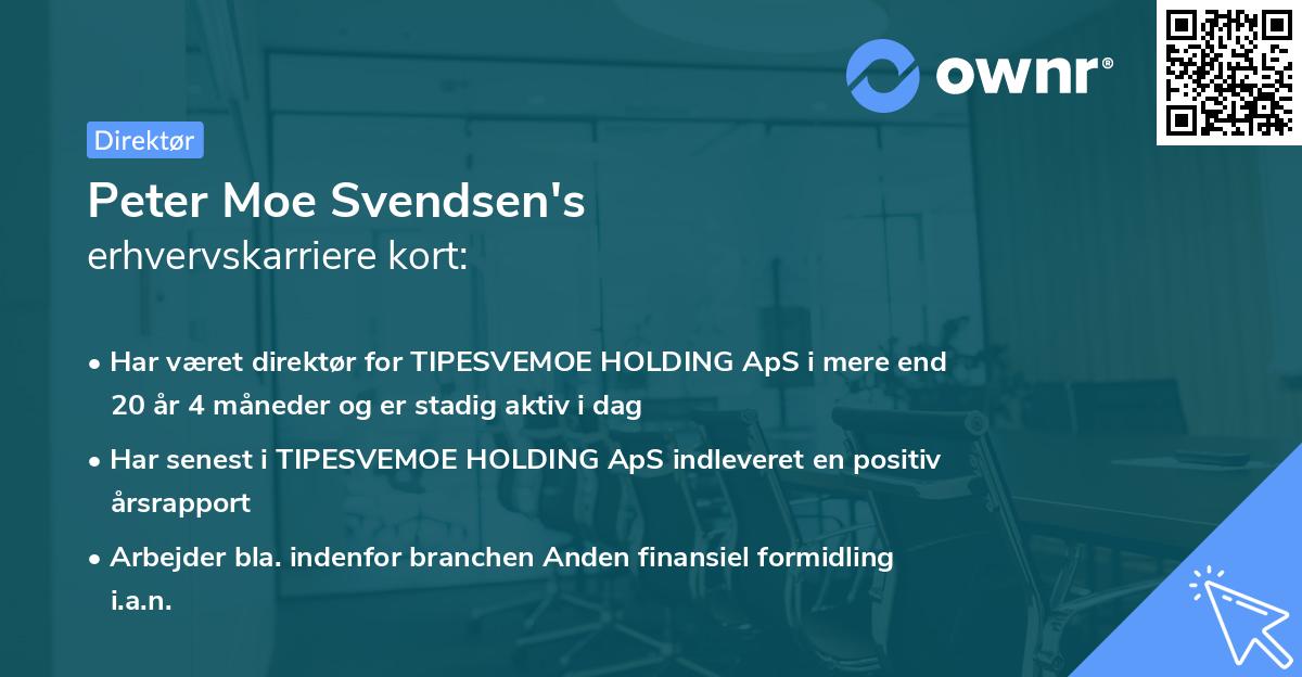 Peter Moe Svendsen's erhvervskarriere kort
