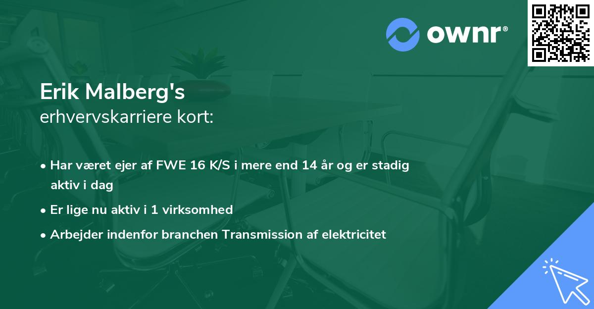 Erik Malberg's erhvervskarriere kort