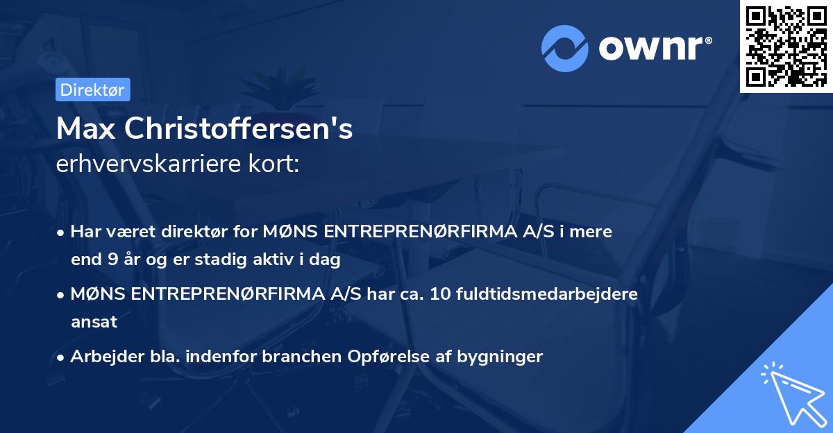 Max Christoffersen's erhvervskarriere kort
