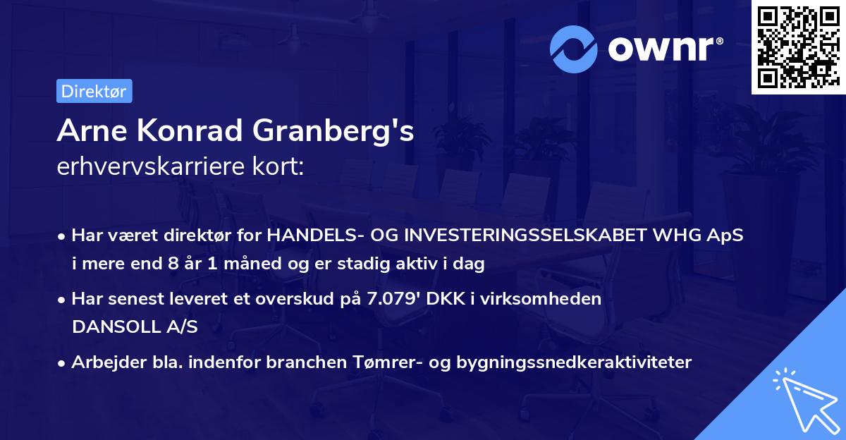 Arne Konrad Granberg's erhvervskarriere kort