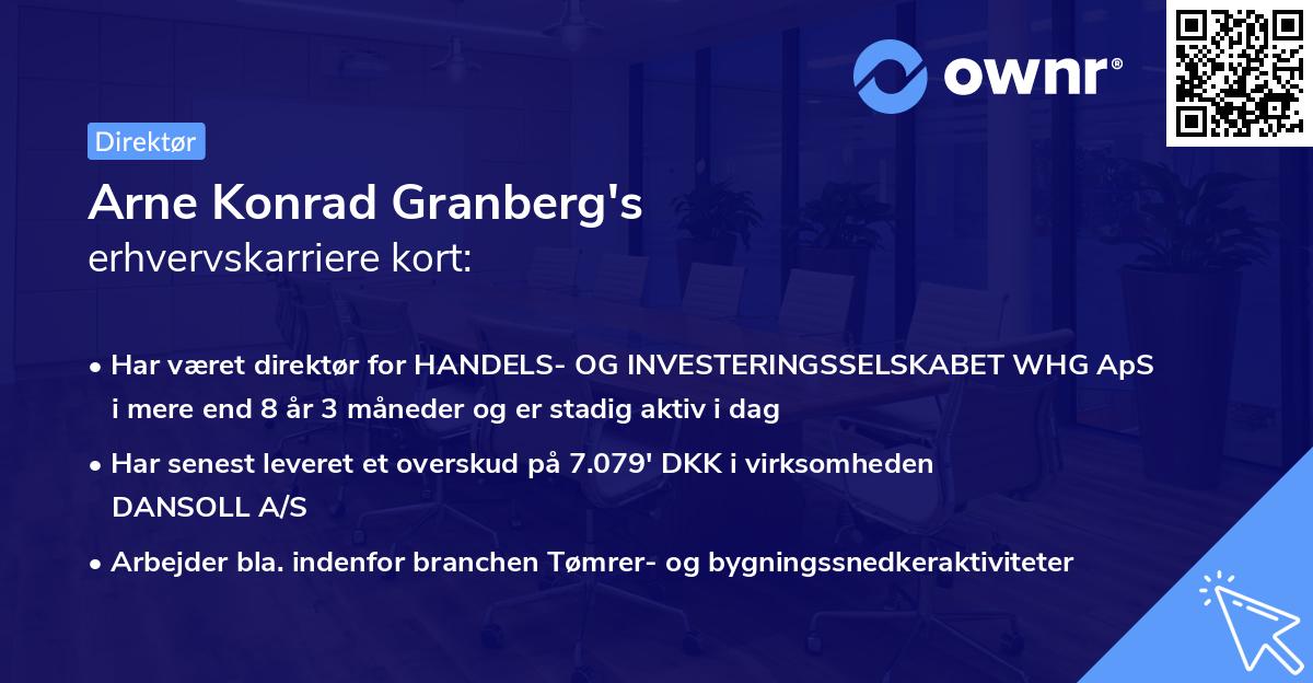 Arne Konrad Granberg's erhvervskarriere kort