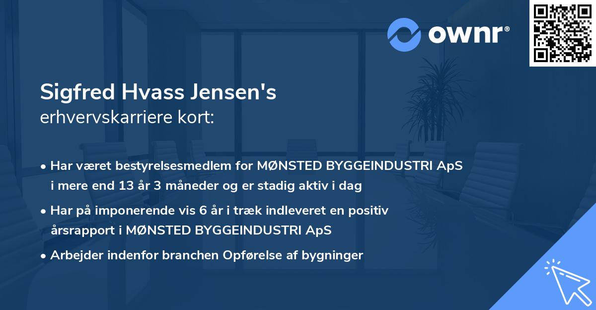 Sigfred Hvass Jensen's erhvervskarriere kort