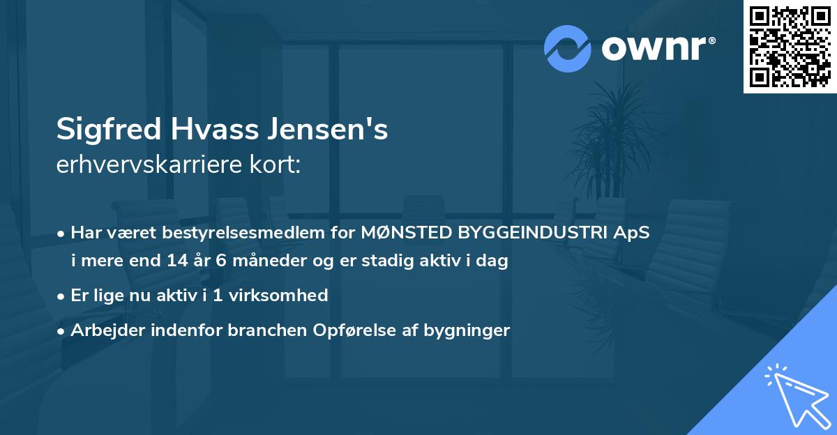 Sigfred Hvass Jensen's erhvervskarriere kort
