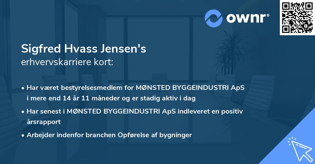 Sigfred Hvass Jensen's erhvervskarriere kort