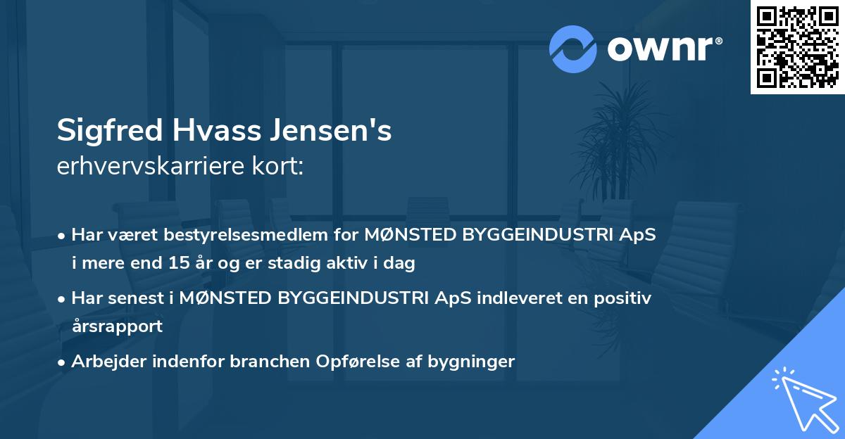 Sigfred Hvass Jensen's erhvervskarriere kort