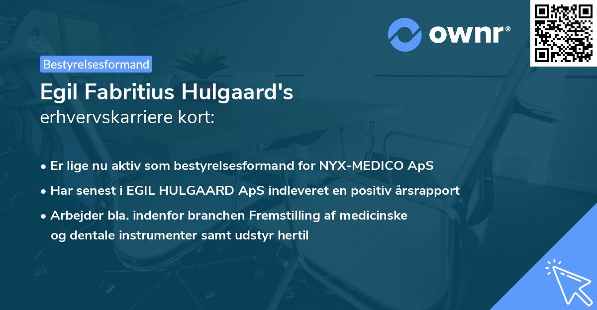 Egil Fabritius Hulgaard's erhvervskarriere kort