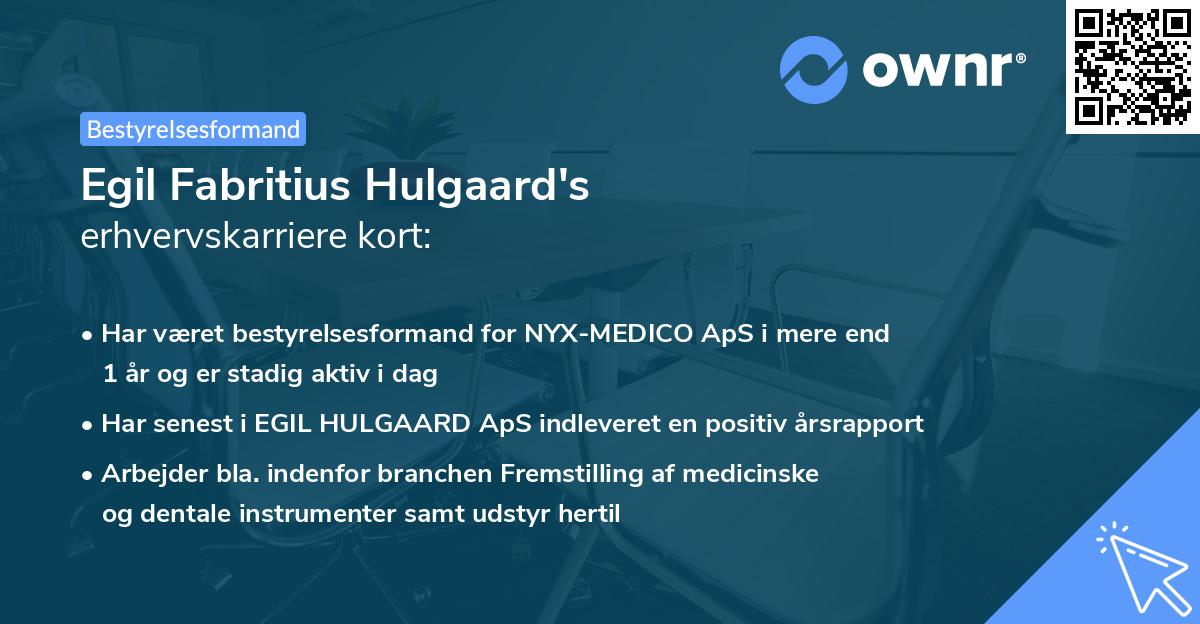 Egil Fabritius Hulgaard's erhvervskarriere kort