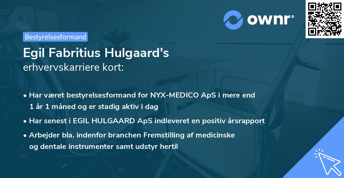 Egil Fabritius Hulgaard's erhvervskarriere kort