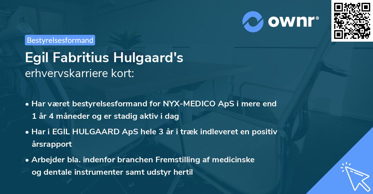 Egil Fabritius Hulgaard's erhvervskarriere kort