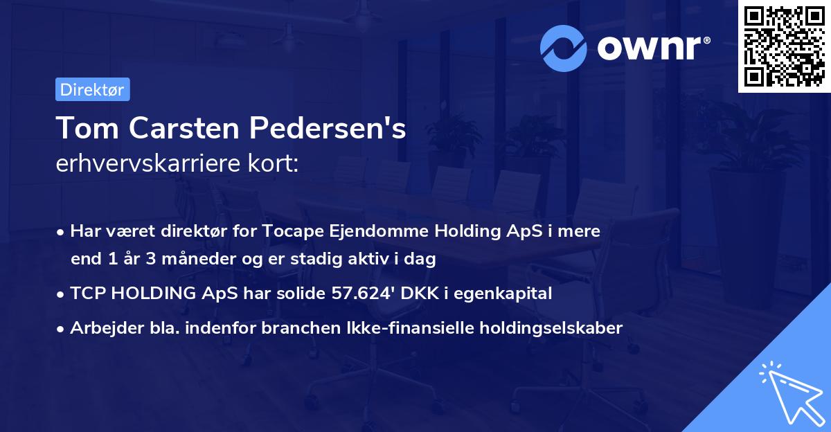 Tom Carsten Pedersen's erhvervskarriere kort
