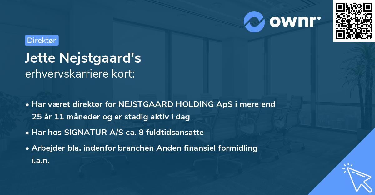 Jette Nejstgaard's erhvervskarriere kort