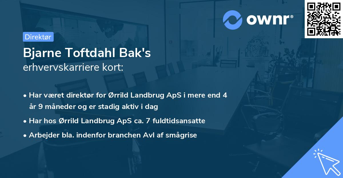 Bjarne Toftdahl Bak's erhvervskarriere kort