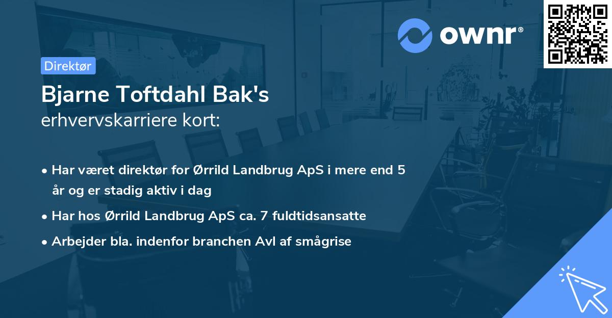 Bjarne Toftdahl Bak's erhvervskarriere kort