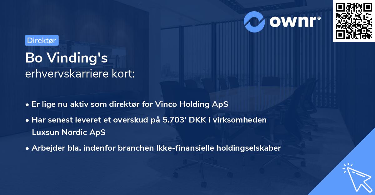 Bo Vinding's erhvervskarriere kort