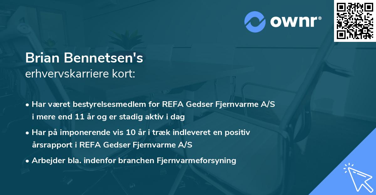 Brian Bennetsen's erhvervskarriere kort