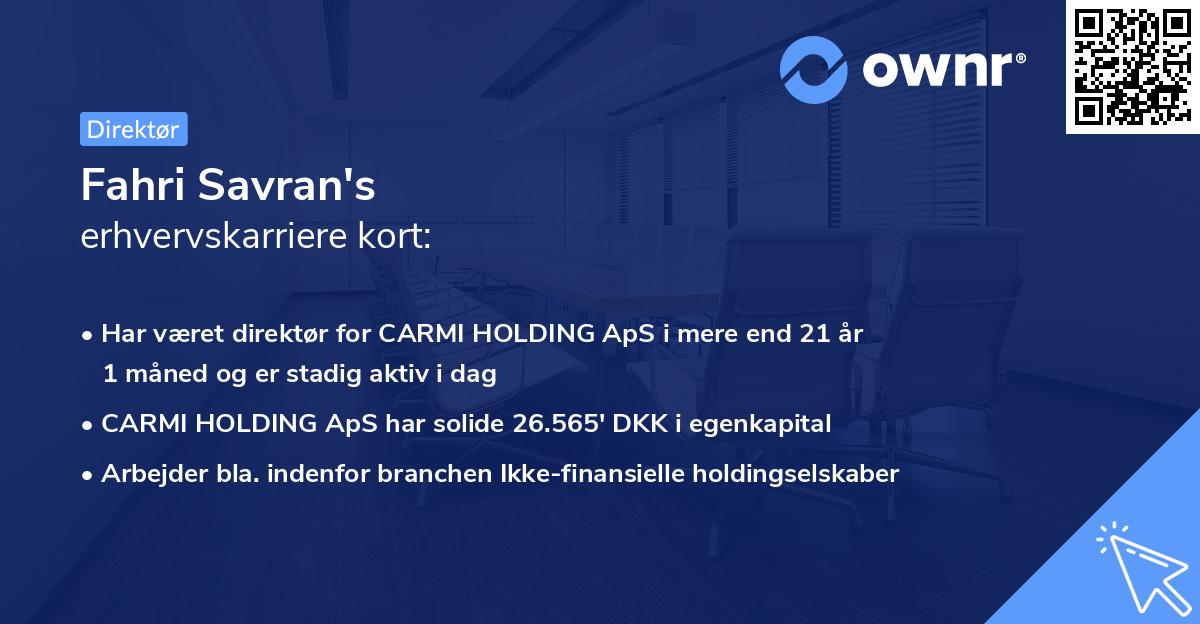 Fahri Savran's erhvervskarriere kort