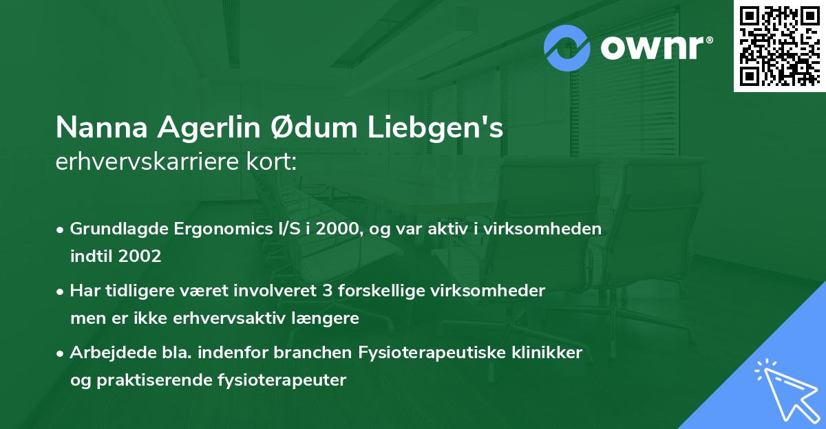 Nanna Agerlin Ødum Liebgen's erhvervskarriere kort