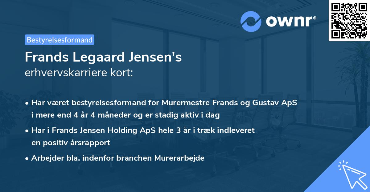Frands Legaard Jensen's erhvervskarriere kort