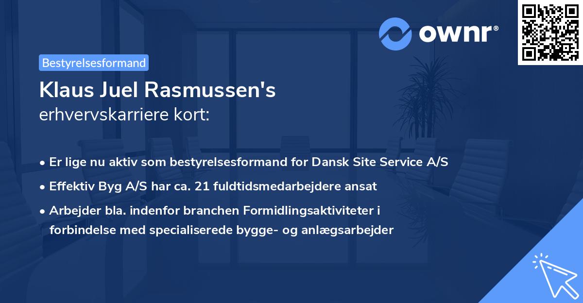 Klaus Juel Rasmussen's erhvervskarriere kort