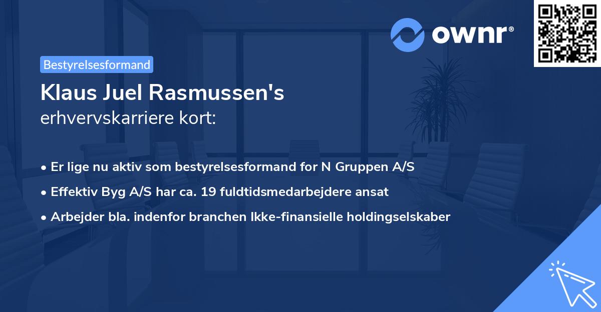 Klaus Juel Rasmussen's erhvervskarriere kort