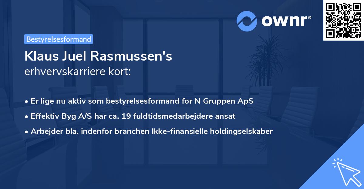 Klaus Juel Rasmussen's erhvervskarriere kort