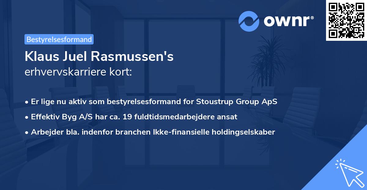 Klaus Juel Rasmussen's erhvervskarriere kort