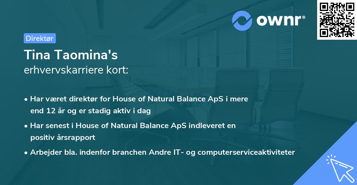 Tina Taomina's erhvervskarriere kort