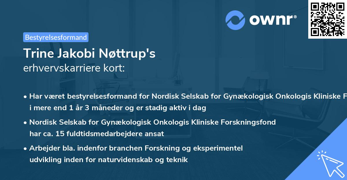 Trine Jakobi Nøttrup's erhvervskarriere kort