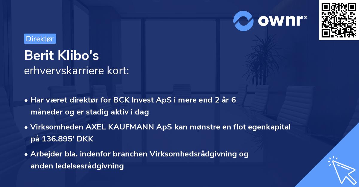 Berit Klibo's erhvervskarriere kort
