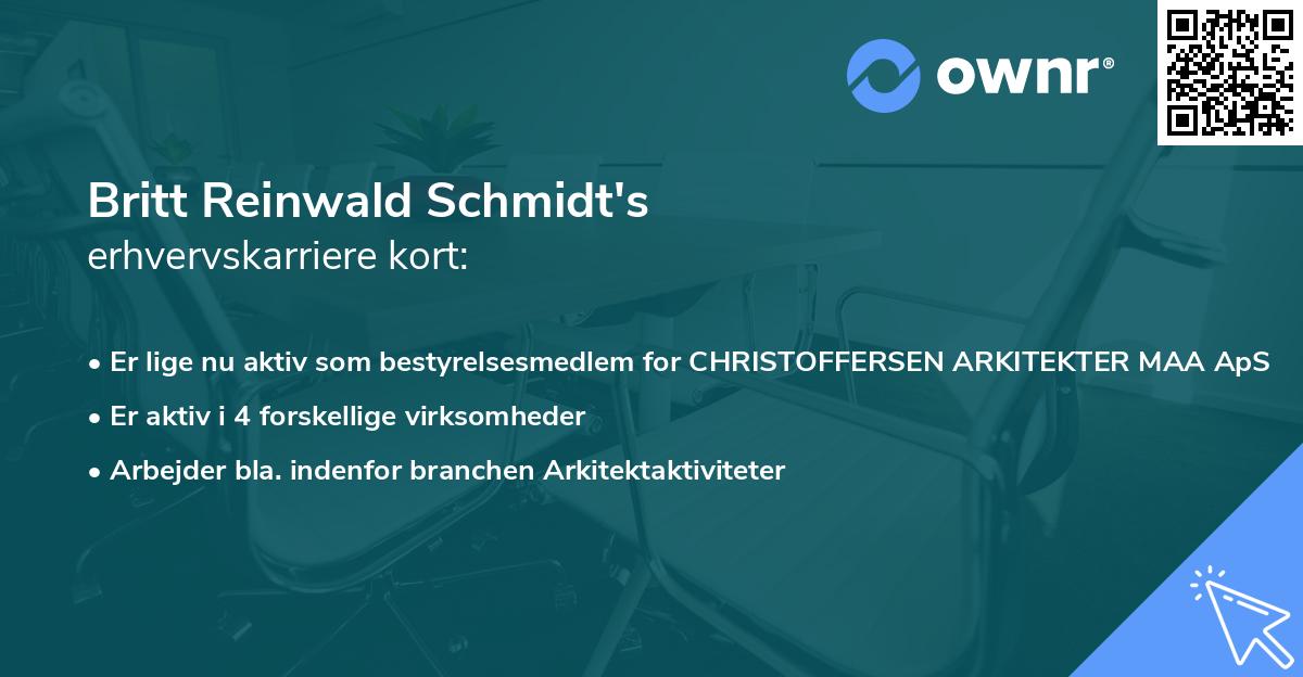 Britt Reinwald Schmidt's erhvervskarriere kort