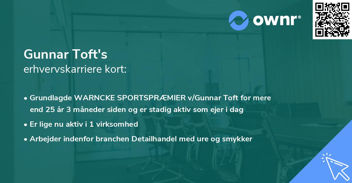 Gunnar Toft's erhvervskarriere kort