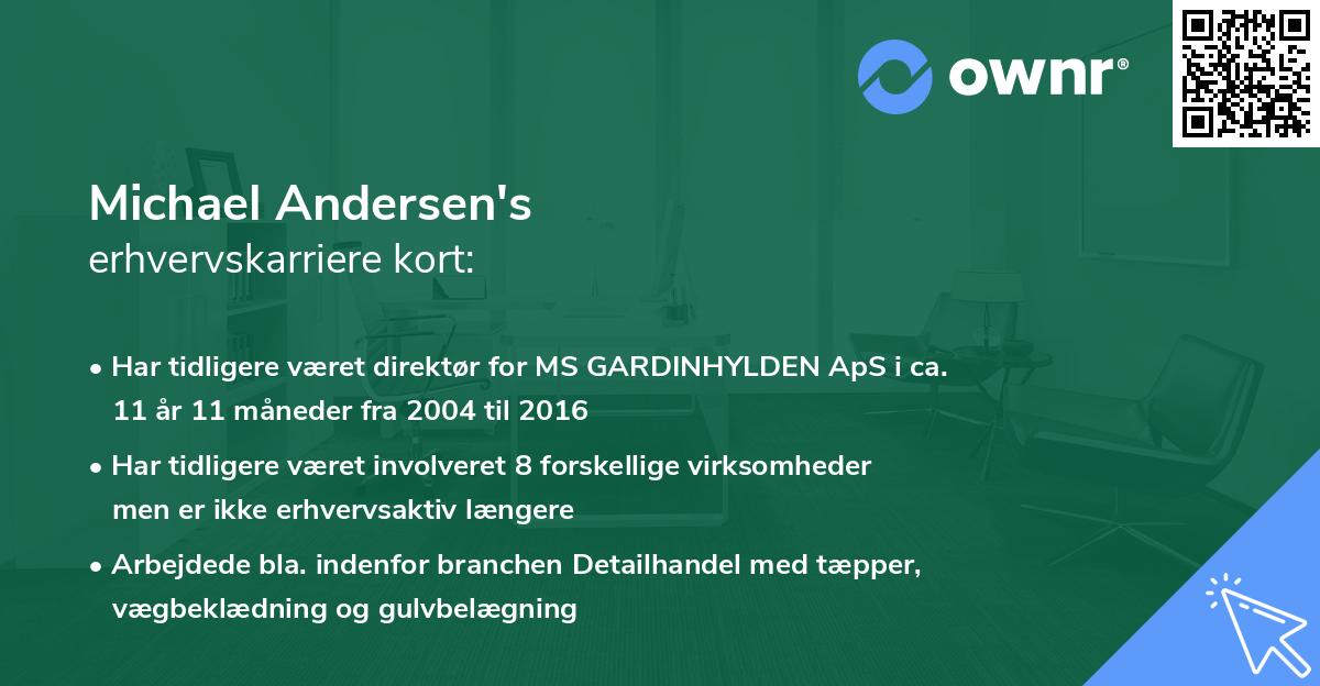 Michael Andersen's erhvervskarriere kort